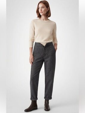 Oak + Fort Highrise Charcoal Gray Button-Front Cropped Pants Size 2